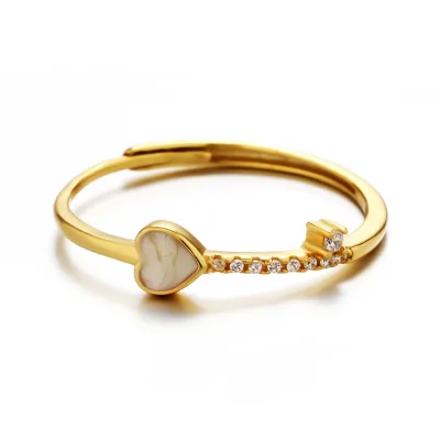 Light Luxury Single Row Diamond S925 Sterling Silver Engagement Ring Stacked Wear Love Heart Fine Ring for Women