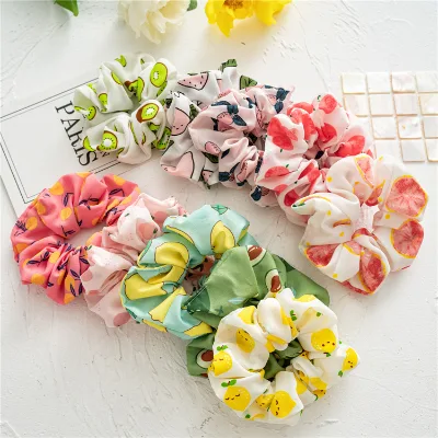 Hair Scrunchies Small Fresh Fruit Lemon Pomelo Fabric Elastic Large Intestine Sweet Fashion Women Girl Hair Decoration