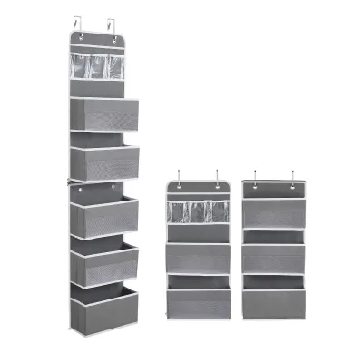6-Tier Hanging Organizer with a Zipper in the Middle Fabric Door Hanging Storage Organizer for Bedroom Classroom Livingroom