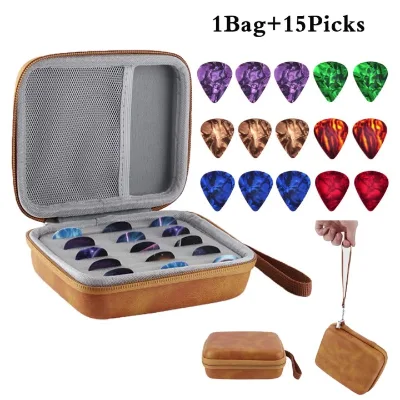 16-piece Guitar Pick Set - Celluloid Picks - Pick Holder - Pick Storage Box - Set