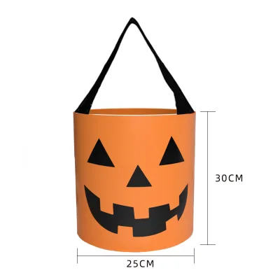 Cartoon Halloween Tote Bag Storage Box Pumpkin Shape Leather Storage Bag for Candy Halloween Gift Bag