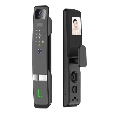 Tuya Wifi Fingerprint Recognition Smart Door Lock with Video Door Phone Automatic with Rechargeable Battery Life for Smart Home