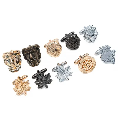 Luxury Men's Diamond Cufflink Button Set Wholesale Custom Logo Black Silver Suit Shirt Studs for Weddings