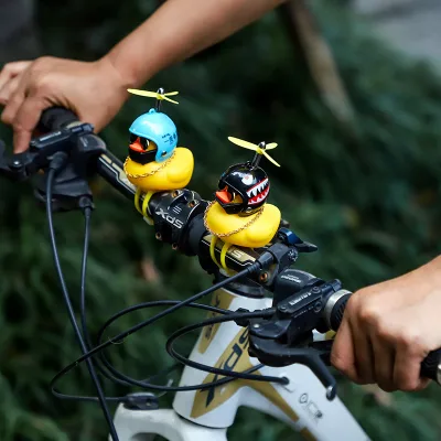 New Year's Kids Gifts Yellow Rubber Duck Helmet Bike Bell Broken Wind Accessories for Light Cycling Riding Motorcycle