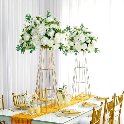 Cheap Golden Metal Flower Stand for Wedding Decorations Number-Shaped Plant Shelf Wedding Table Party Event Flower Pot Holder