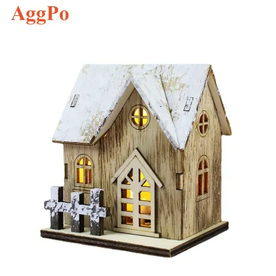 New Christmas Decoration Luminous Cabin LED Wooden Christmas House Christmas Desktop Ornaments Pendant