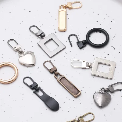 Heart-Shaped Zipper Head With Silver Handles, Detachable Slider, MODERN Design for Bags and Garments