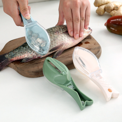 Household Fish Scaler with Cover, Manual Fish Scale Scraper, Kitchen Fish Scale Scraper, Manual Fish Scale Removal Tool