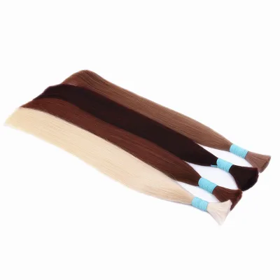100% Top Quality Full Cuticle Virgin Russian Slavic Natural Single Drawn Bulk Hair for Braiding