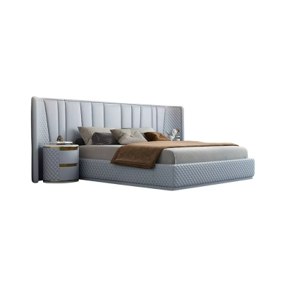 Modern Luxury King Size Leather Bed Wooden Double Queen Size Upholstered Bed