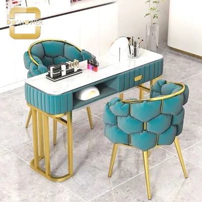 Single Double Nail Manicure Table Supplier Of Luxury Manicure Table Chair Set For Green Modern Simple Manicure Table Manufacture