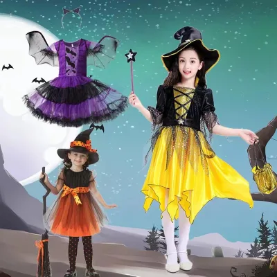Halloween Kids Costume Girls Halloween Show Cosplay Dress for Witch Princess Vampire Characters for Children