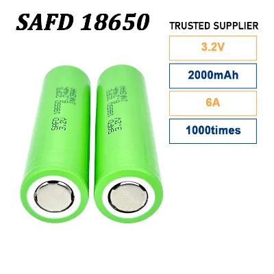Long Cycle Life 18650-20FE 2000mAh 3.2V Lithium Ion Battery Cell for Electric Skateboard Cordless Vacuum and Toy