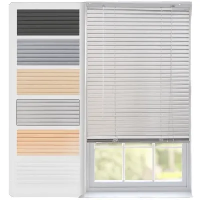 PVC Venetian Blinds Ladder Rope Side Installation Windows Cuttable 25mm Slats Full Child Safety Accessories Silver