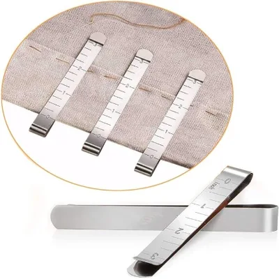 Sewing Clips Stainless Steel Hemming Clips Hem Marker Ruler Sewing Measurement Ruler Fabric Clips Sewing Supplies