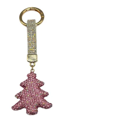 Linda Best Selling Full Diamond Christmas Keychain Christmas Tree Keyring Personalized Christmas Car Bag Hanging Decoration