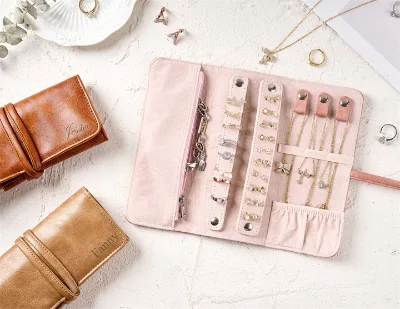 Travel Jewelry Roll Pouch Jewelry Necklace Earring Drawstring Bag Jewelry Organizer Storage Bag