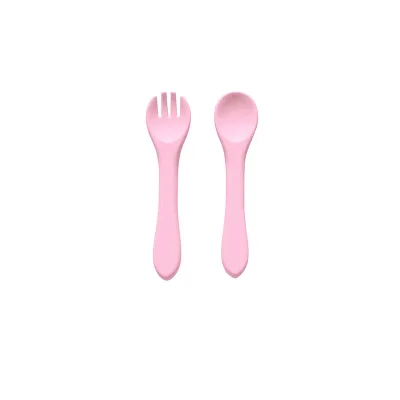 Kids Training Spoons Set-Baby Silicone Fork and Rice Spoon for Learning to Eat