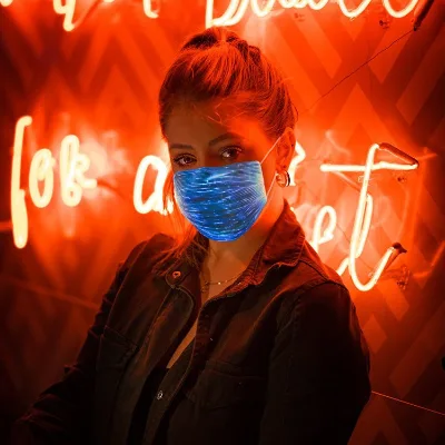 Led Fiber Optic Face Masks 7 Color Glow Washable Luminous Mask Bar Nightclub Bungee Colorful Optical Fiber Creative Masks