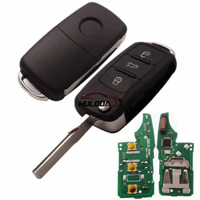 For VW MQB 3 Button Flip Remote Key With AES48 Chip-315mhz ASK Model