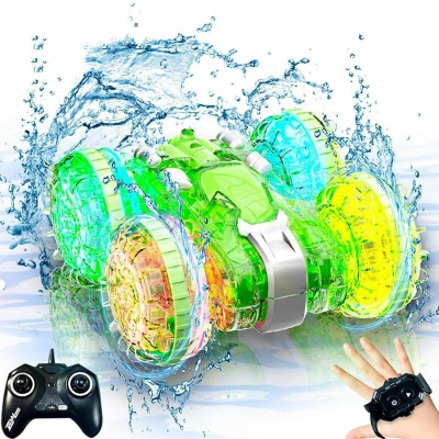 Rc Race Car Toys 2.4G Waterproof 4WD Gesture Rc Drift Car with LED Lights Amphibious Rc Race Stunt Car for Kifs
