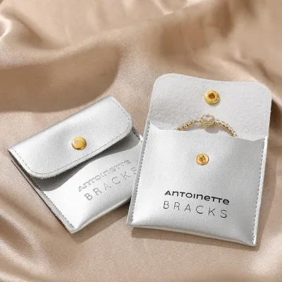 Custom Logo Luxury PU Leather Button Ring Jewelry Bag Diamond Earring Necklace Gift Storage Bag Jewelry Bag