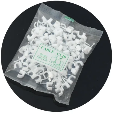 22 mm Electrical Round White Plastic Cable Terminal Clips Organizer With Steel Nail