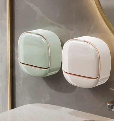 Wall Mounted Soap Holder with Lid Bathroom Soap Dish With Drain Water Wall Mounted Soap Box Bathroom Accessories
