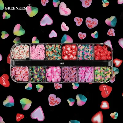 Polymer Clay Slices Sequins for Nail Design Valentines Love Heart Flakes Nail Decorations Polish Manicure 3d Flower for Nails