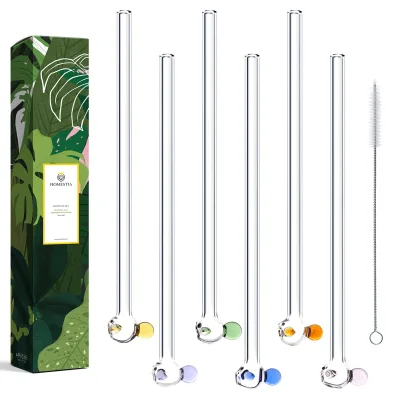 Personalized Customization of High Borosilicate Glass Reusable 7.6-Inch Cartoon Fish Pattern Stained Glass Straw