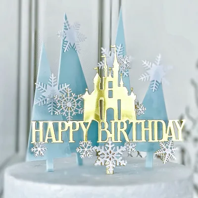 Hot Selling Baking Cake Decorations Cake Topper Snowflake Plastic Cupcake Toppers Birthday Party Supplies