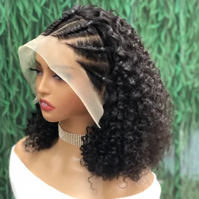 Double Drawn Human Hair Bob Wig Short Curly Human Hair Wigs Box Braided Lace Cheap Cornrow Braided Wigs for Black Women