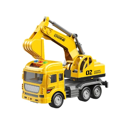 Kid-Friendly Simulation Heavy Truck Toy Plastic Inertial Crane Car with Light Music Friction Toy Vehicle