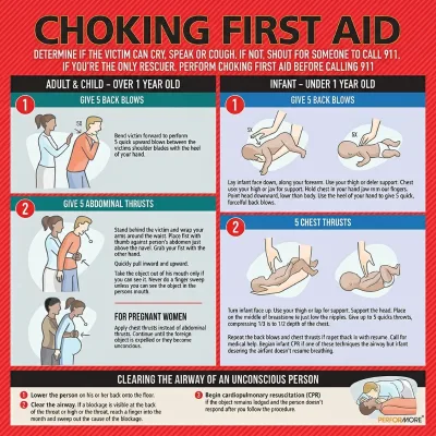 Safety Choking Victim Poster 12"x18" Laminated Choking First Aid Guide for Infants Kids Pregnant Adults Quick Reference