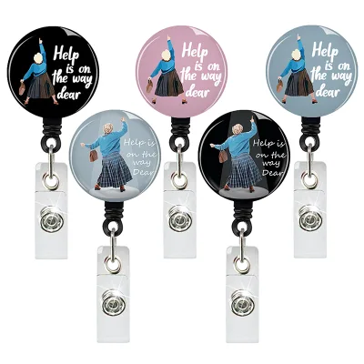 Custom Logo Retractable Multifunction Cute Badge Reel Wholesale ABS Crystal Cartoon Characters Printed Accessories Badge Holder