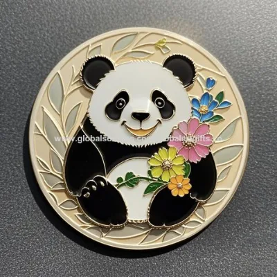 Custom lapel pin animal panda metal soft enamel badge for sale