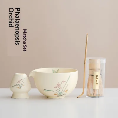 Song Dynasty Design Matcha Brush Stirrer Butterfly Orchid Japanese Style Ceramic Matcha Bowl Tea Serving Tools