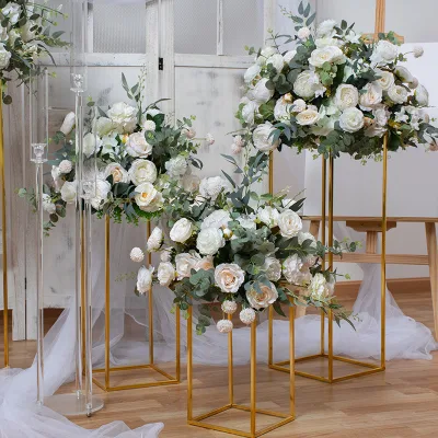 High-End Wedding Flower Ball Natural White Wedding Flower Row Stage Runway Decoration Elegant Road Lead Flower Center Pieces
