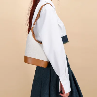 PU Bucket Bag for Women-Stylish Designer Look Adjustable Crossbody Shoulder Strap Large Capacity Daily Casual Handbag