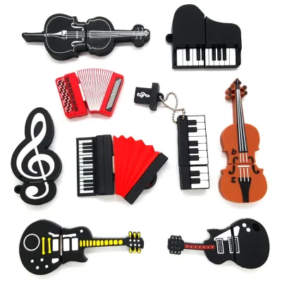 Wholesale Cartoon PVC Piano USB Flash Drive Music Keyboard Pendrive Music  Pendant Custom Logo for Music School Souvenir Gift