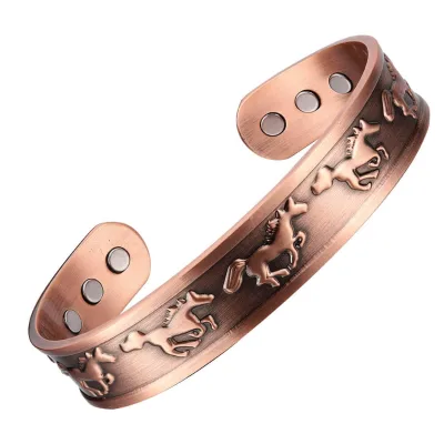 BioMagnetic Jewelry Horse Pattern Cuff Bracelet Mens Custom Bangle Homm Bracelet