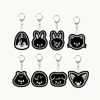 Wholesale Cute Kpop Cartoon Character SK Acrylic Keychain Mini Face Key Ring Bag Pendant Accessories Fans Gift