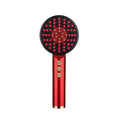 Custom logo Rechargeable Red Bule Light Hair Comb Vibration Massage Scalp Essential Oil  Hair Brush for Relax