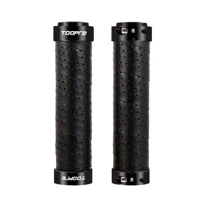 TOOPRE Mountain Bike Handlebar Grips PU Perforated Leather Colorful Non-Slip Breathable Aluminum Alloy Double-End Lock-On