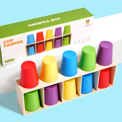 Wooden Montessori Board Game Stacking Cup Design Two-Player Interactive Wood Puzzle Board Game