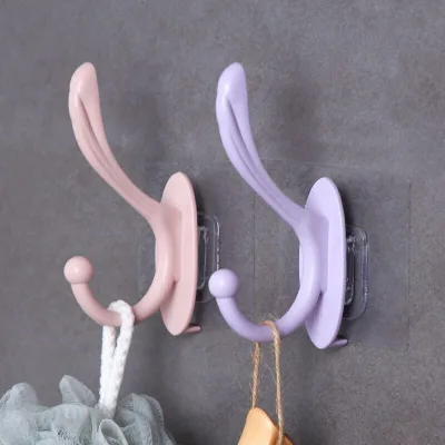 Household Eco-Friendly 5 Colors Adhesive Plastic Clothes Hooks Hangers Large Wall Sticker Kitchen Multifunction