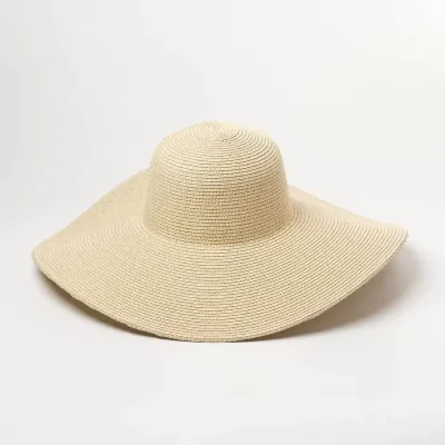 2026 OEM Chic Retro Sun Beach Summer Women extra Brim Bowler Unisex Straw Hats Floppy Sombrero With Ribbon