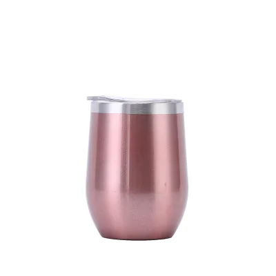 12oz Stainless Steel Eggshell Wine Glass Double Wall Vacuum Flask Insulated Cup Coffee Mug for Outdoor Camping Birthday Party