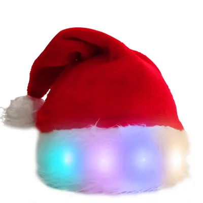 LED Lights Christmas Hats Kids and Adults Xmas Party Promotional Santa Party Decoration