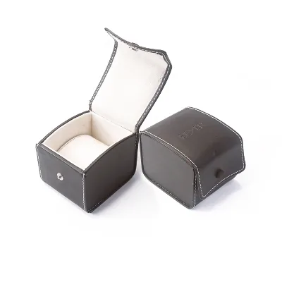 Luxury Brown PU Leather Single Watch Packaging Storage Boxes Case With Special Cushion Pillow Inside Customize